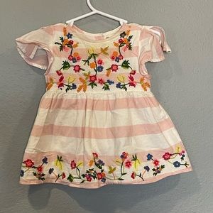 Zara Pink and White Sundress with Flutter Sleeves